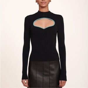 STAUD Clara Top, NWT, Black/Turquoise Cut out, Size xsmall